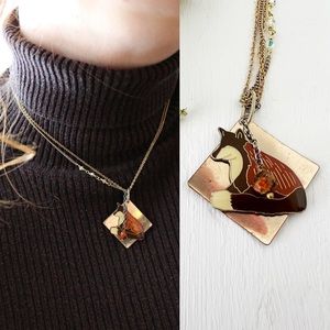 Draped Fox Necklace Handmade Upcycled Pendant Nature Cottagecore Woodland